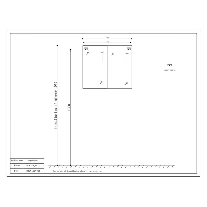 By Goof Spiegelkast Tieme mat donker eiken 80x70x16cm