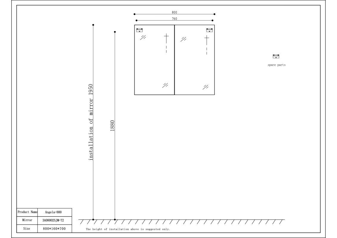 By Goof Spiegelkast Tieme mat donker eiken 80x70x16cm