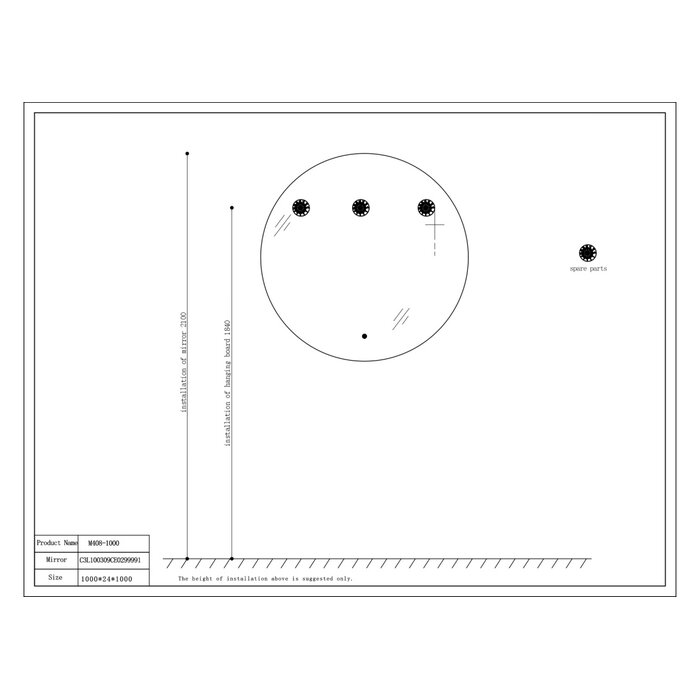 By Goof Badkamerspiegel 100cm LED, touch knop, anti-condens