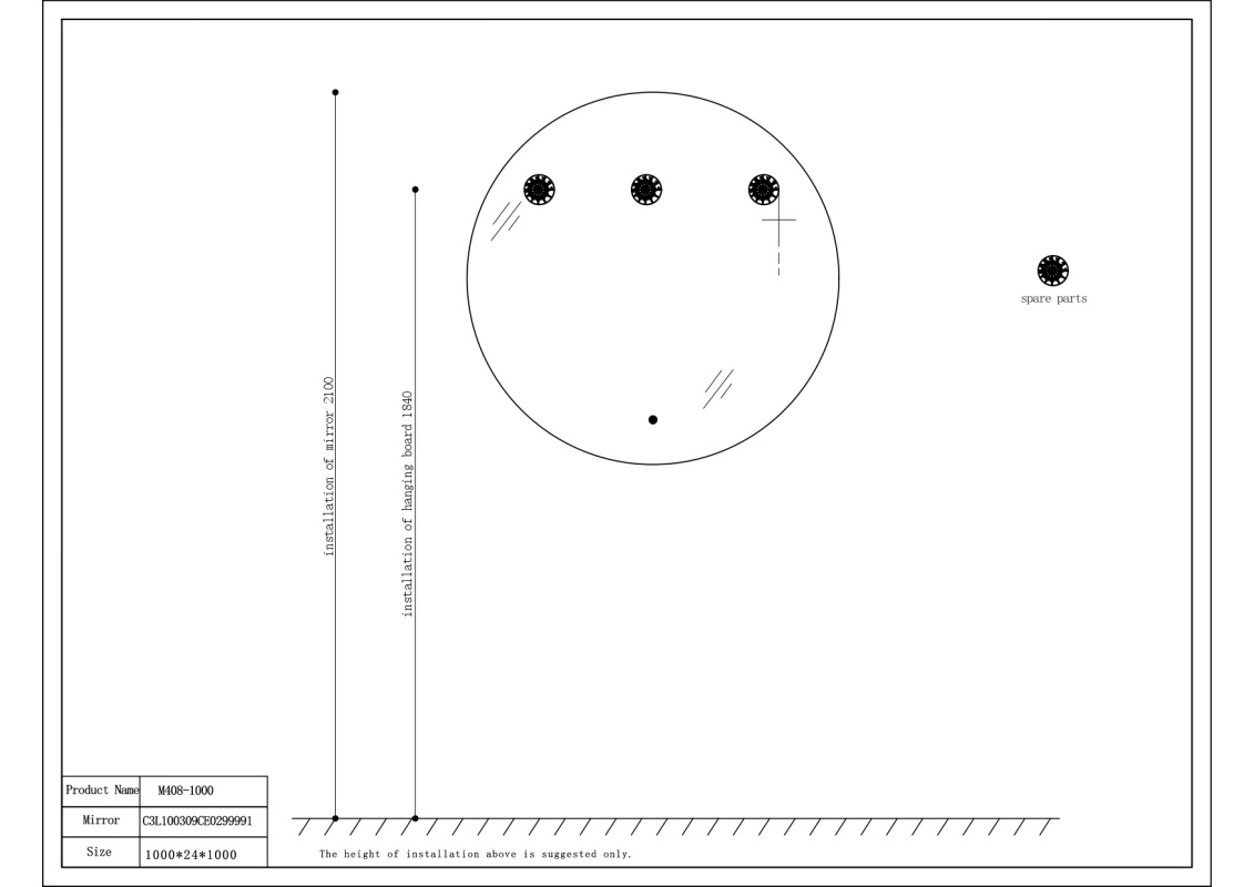 By Goof Badkamerspiegel 100cm LED, touch knop, anti-condens