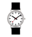 Mondaine Classic Pure horloge - zilverkleurige kast - zwart leren band - 30 mm