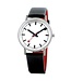 Mondaine Classic Pure horloge - zilverkleurige kast - zwart leren band - 30 mm