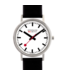Mondaine Classic horloge - zilverkleurige kast - zwart leren band - 36 mm