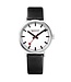 Mondaine Classic horloge - zilverkleurige kast - zwart leren band - 36 mm
