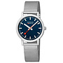 Mondaine Classic horloge - zilverkleurige kast - zilverkleurige mesh band - 36 mm