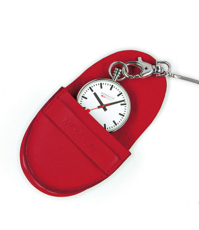 Mondaine Evo Pocket zakhorloge - zilverkleurige kast - witte wijzerplaat - 43 mm
