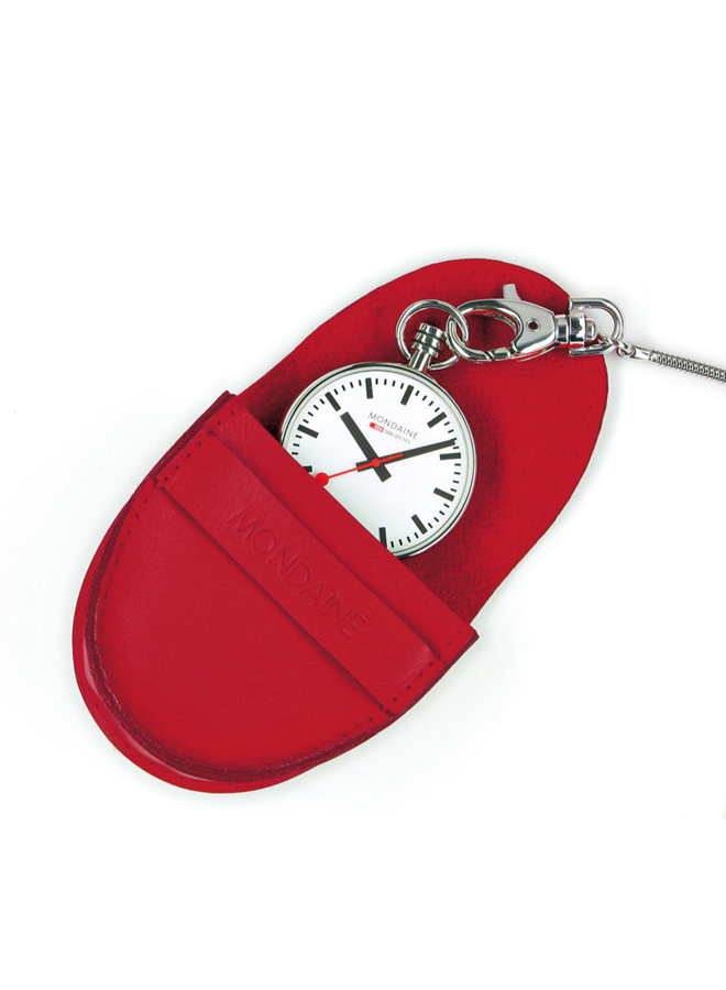 Mondaine Evo Pocket zakhorloge - zilverkleurige kast - witte wijzerplaat - 43 mm