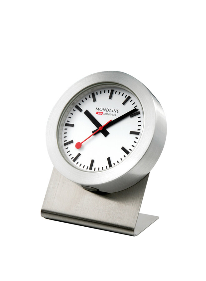 Mondaine Magneetklok - zilver - 50 mm - magnetische achterzijde
