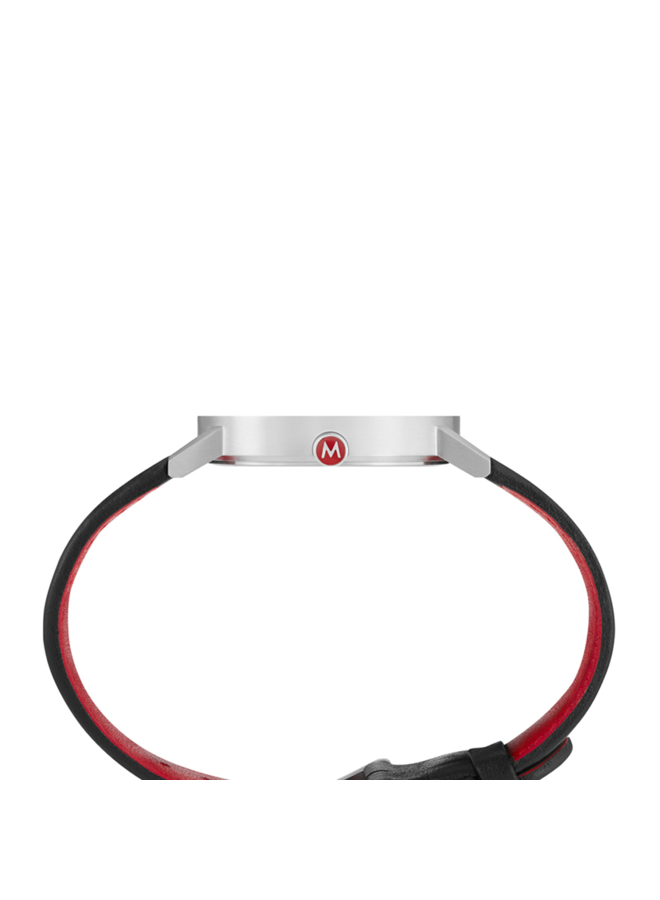 Mondaine Classic horloge - zilverkleurige kast - zwart leren band - 40 mm