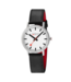 Mondaine Classic horloge - zilverkleurige kast - zwart leren band - 40 mm