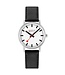 Mondaine Classic horloge - zilverkleurige kast - zwart leren band - 40 mm