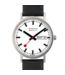 Mondaine Classic horloge - zilverkleurige kast - zwart leren band - 36 mm