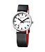 Mondaine Classic horloge - zilverkleurige kast - zwart leren band - 36 mm