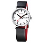 Mondaine Classic horloge - zilverkleurige kast - zwart leren band - 36 mm