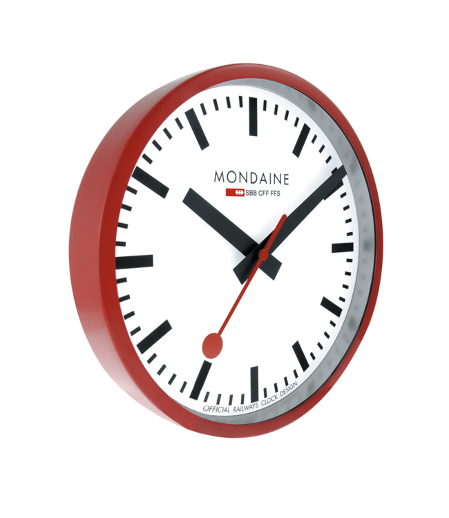 Mondaine Wandklok - rood - 25 cm - stil uurwerk
