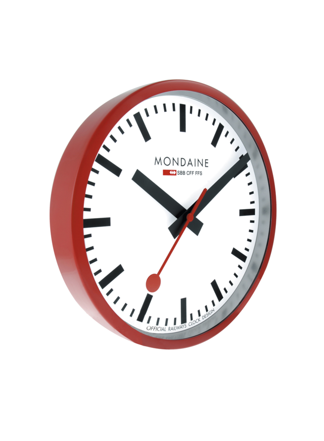 Mondaine Wandklok - rood - 25 cm - stil uurwerk