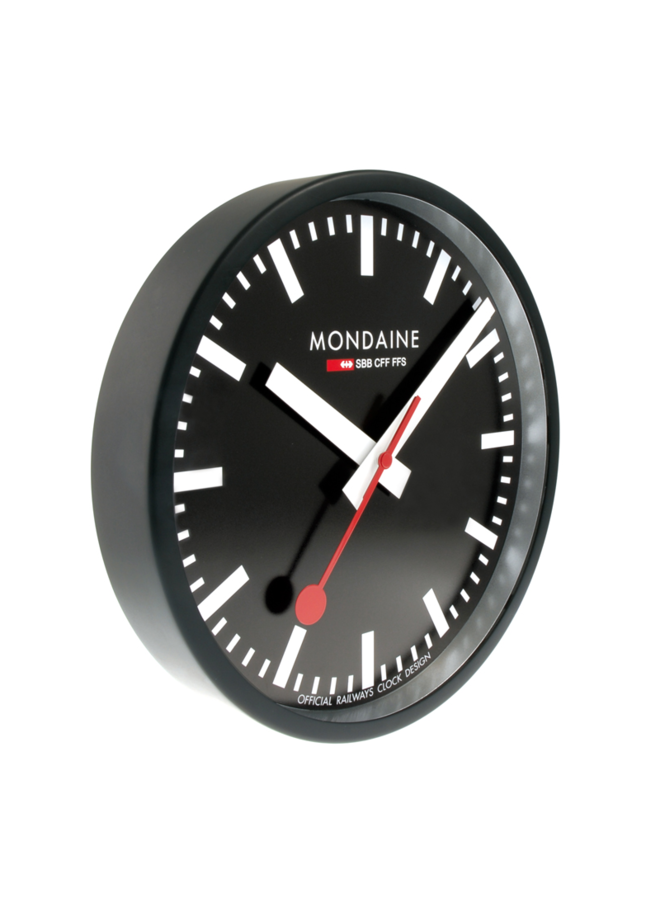 Mondaine Wandklok - zwart - 25 cm - stil uurwerk
