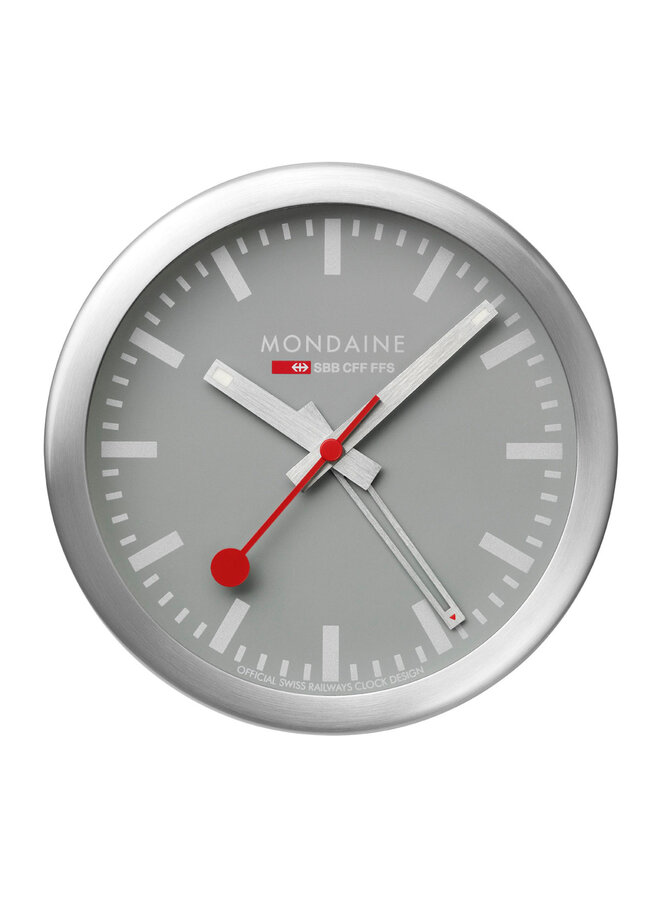 Mondaine Bureauklok - zilver - 12,5 cm - met standaard