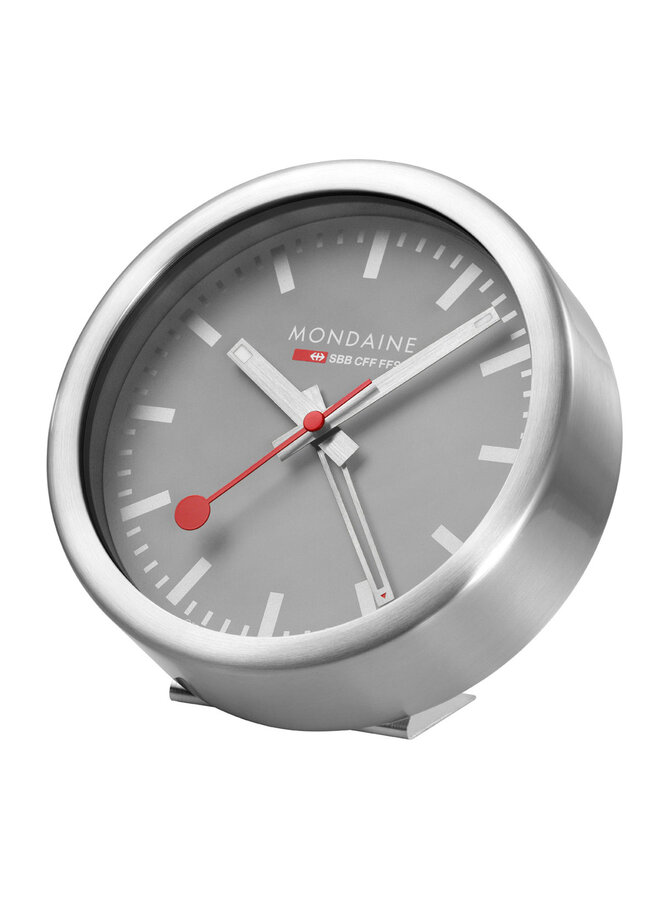 Mondaine Bureauklok - zilver - 12,5 cm - met standaard