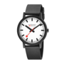 Mondaine Essence horloge - zwarte kast - zwart rubberen band - 41 mm