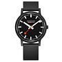 Mondaine Essence horloge - zwarte kast - zwart rubberen band - 41 mm