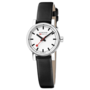 Mondaine Evo2 horloge - zilverkleurige kast - zwart leren band - 26 mm