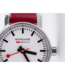 Mondaine Evo2 horloge - zilverkleurige kast - rood leren band - 26 mm