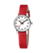 Mondaine Evo2 horloge - zilverkleurige kast - rood leren band - 26 mm