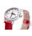 Mondaine Evo2 horloge - zilverkleurige kast - rood leren band - 26 mm