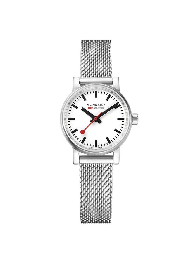 Mondaine Evo2 horloge - zilverkleurige kast - zilverkleurige mesh band - 26 mm