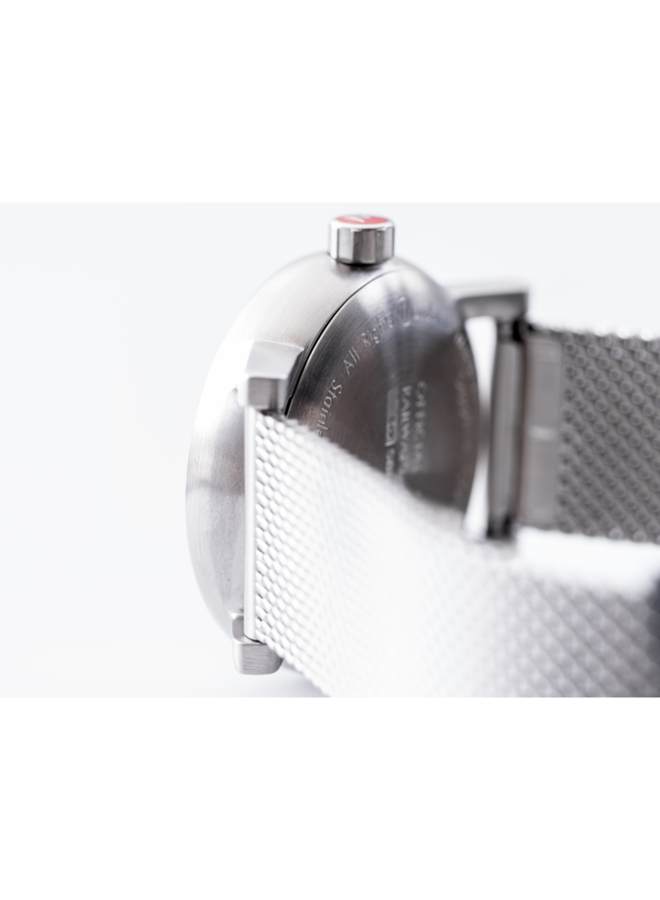 Mondaine Evo2 horloge - zilverkleurige kast - zilverkleurige mesh band - 30 mm
