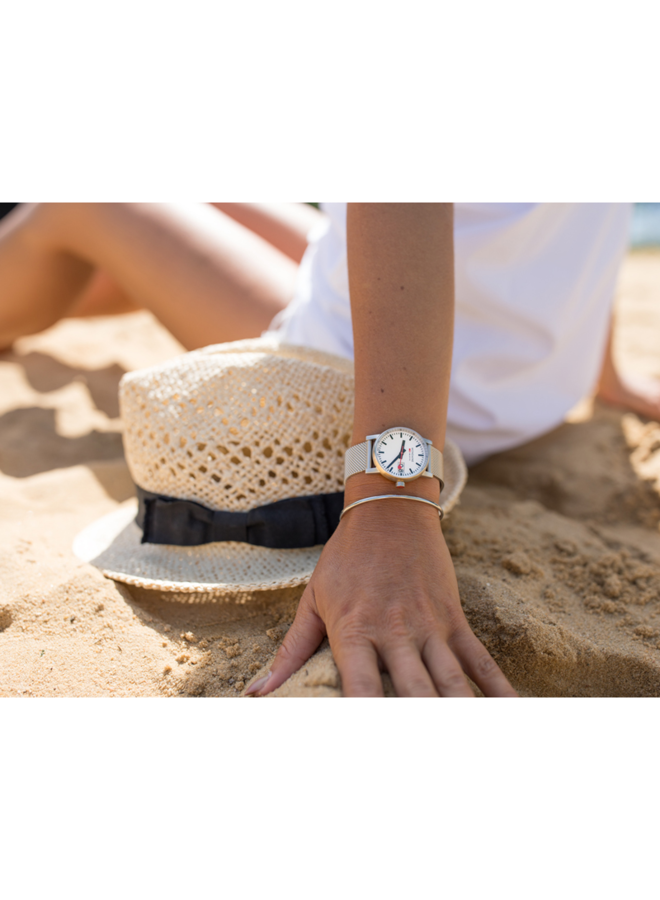 Mondaine Evo2 horloge - zilverkleurige kast - zilverkleurige mesh band - 30 mm