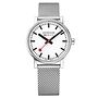 Mondaine Evo2 horloge - zilverkleurige kast - zilverkleurige mesh band - 35 mm