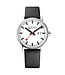 Mondaine Evo2 horloge - zilverkleurige kast - zwart leren band - 40 mm