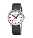 Mondaine Evo2 horloge - zilverkleurige kast - zwart leren band - 40 mm