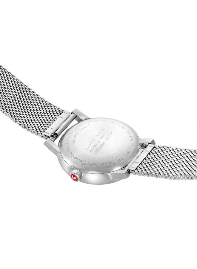 Mondaine Evo2 horloge - zilverkleurige kast - zilverkleurige mesh band - 43 mm