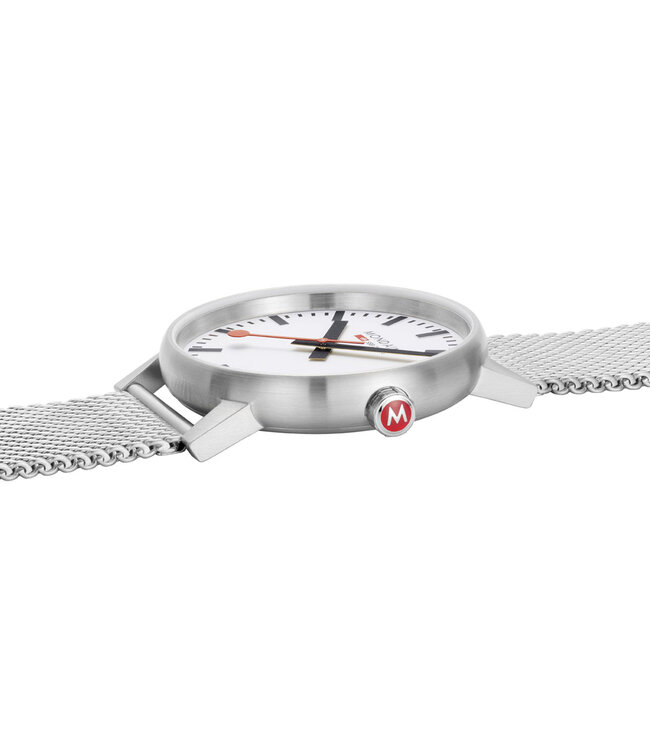 Mondaine Evo2 horloge - zilverkleurige kast - zilverkleurige mesh band - 43 mm