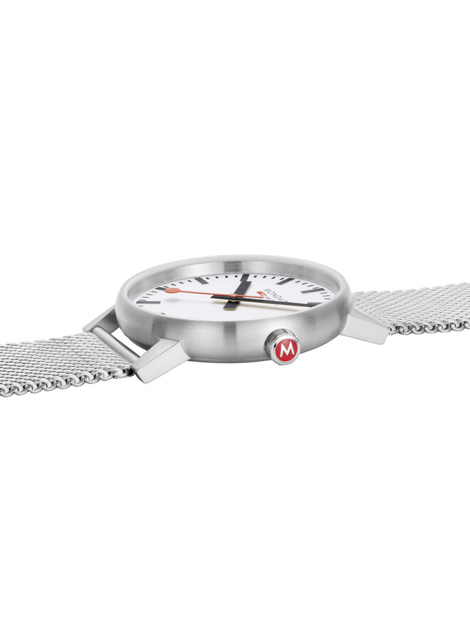 Mondaine Evo2 horloge - zilverkleurige kast - zilverkleurige mesh band - 43 mm