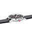 Mondaine Evo2 horloge - zilverkleurige kast - zwart leren band - 43 mm