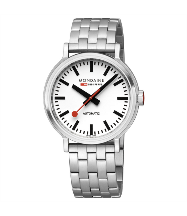 Mondaine The Original horloge - zilverkleurige kast - zilverkleurige stalen band - 41 mm