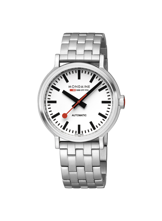 Mondaine The Original horloge - zilverkleurige kast - zilverkleurige stalen band - 41 mm