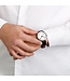 Mondaine Classic Pure horloge - zilverkleurige kast - zwart leren band - 30 mm