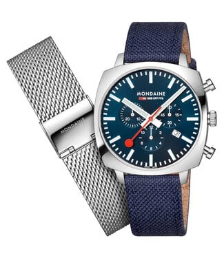 Mondaine Grand Cushion - Blauw - 41 mm