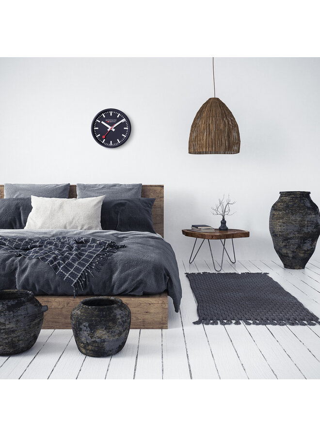 Mondaine Wandklok - zwart - 25 cm - stil uurwerk