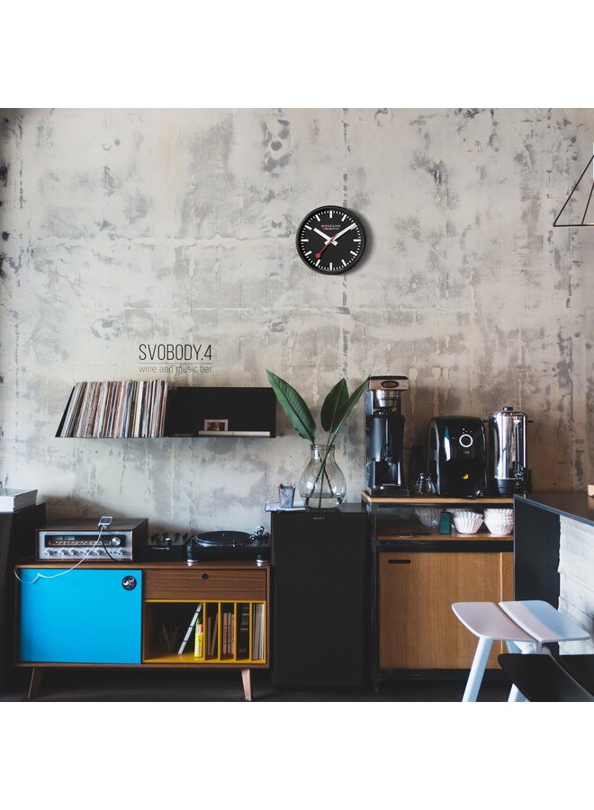 Mondaine Wandklok - zwart - 25 cm - stil uurwerk