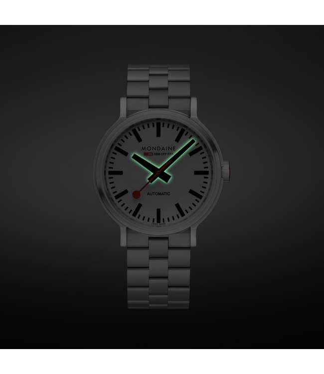 Mondaine The Original horloge - zilverkleurige kast - zilverkleurige stalen band - 41 mm
