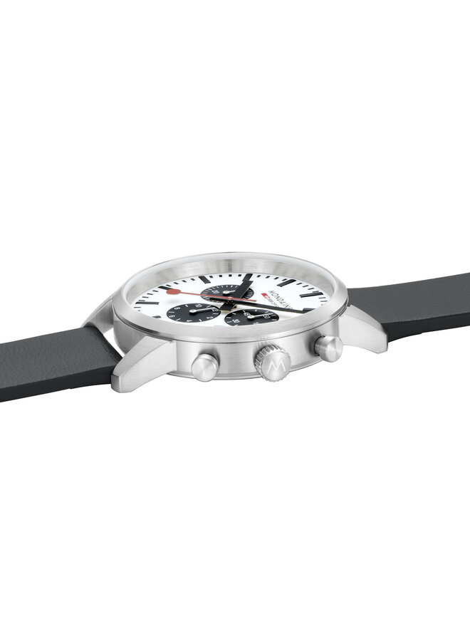 Mondaine Neo horloge - zwarte kast - zwart leren band - 41 mm