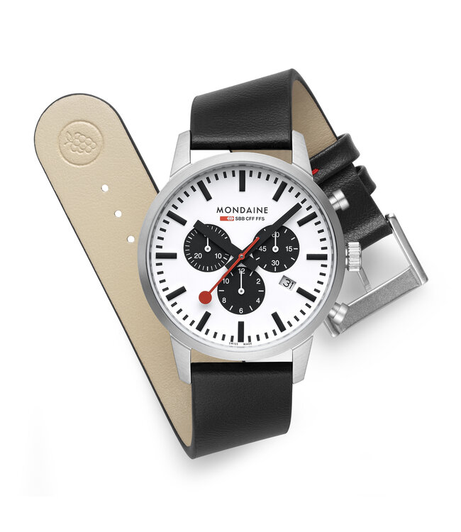 Mondaine Mondaine Neo horloge - zwarte kast - zwart leren band - 41 mm