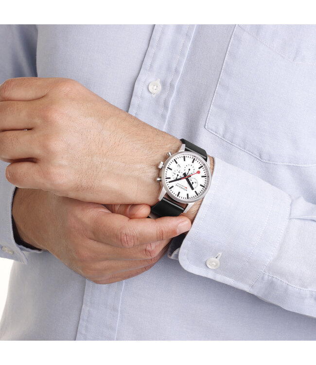 Mondaine Mondaine Neo horloge - zwarte kast - zwart leren band - 41 mm