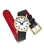 Mondaine Classic horloge - zilverkleurige kast - zwart leren band - 30 mm